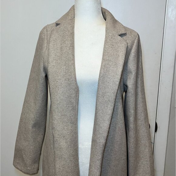 Zara Tan Long Sleeve Lapel Collar Open Front Trench Coat Women’s Size L - Picture 2 of 9